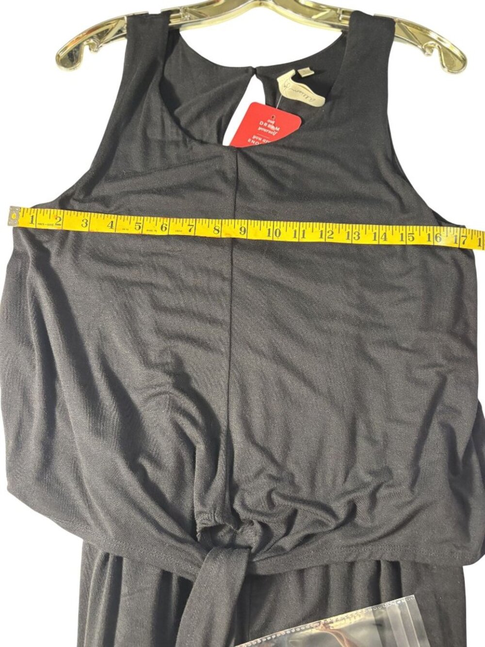 Allison Joy Evereve Black Sleeveless Tie-Front Romper With Pockets Keyhole Back - Picture 8 of 13